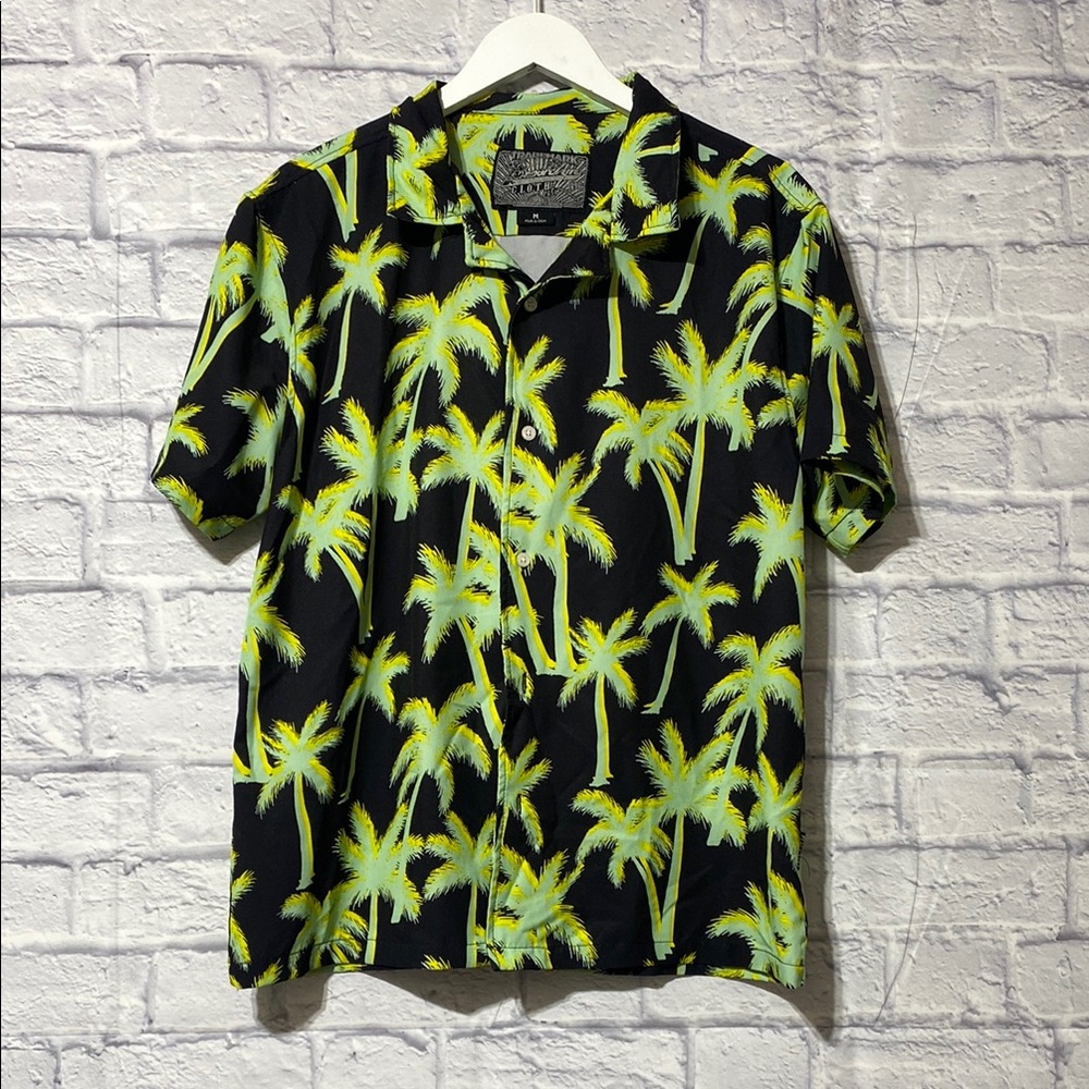 Trademark Brooklyn Black green and Yellow Palm Shirt
